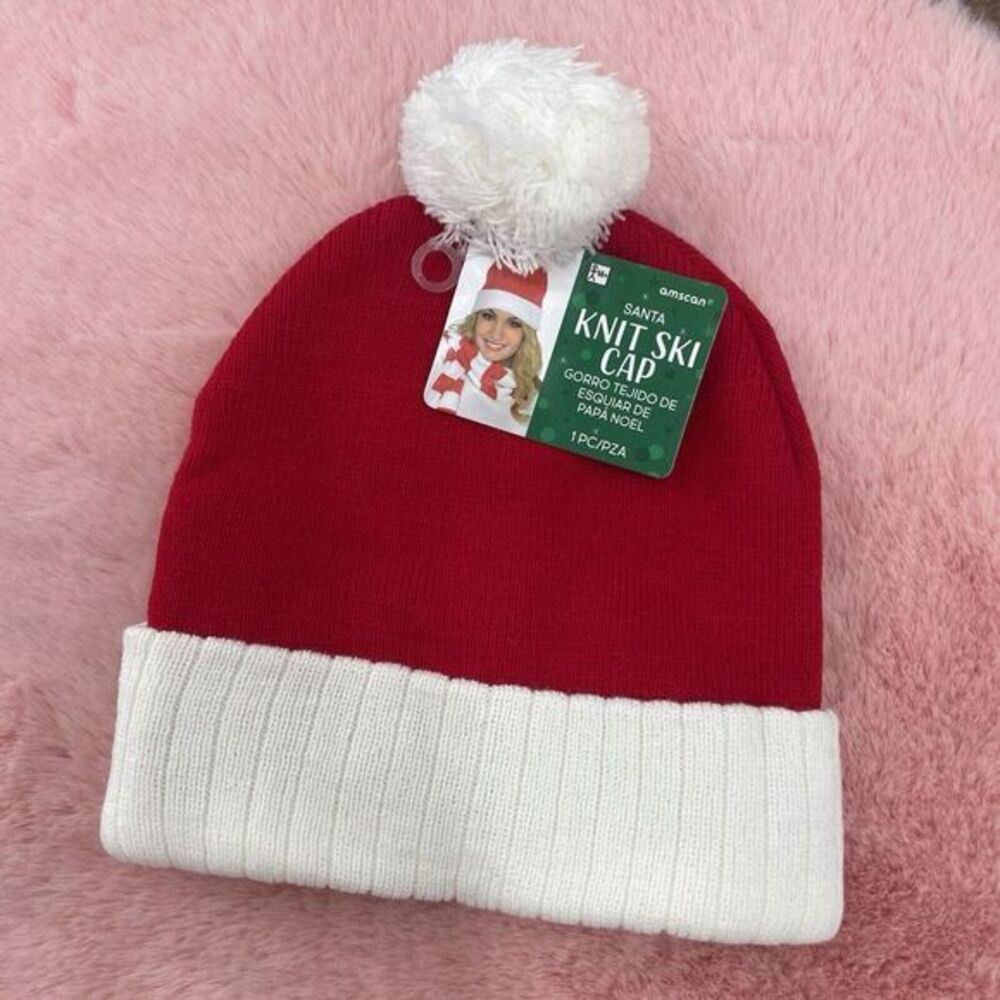 11 in. x‎ 8 in. Santa Christmas Knit Ski Hat